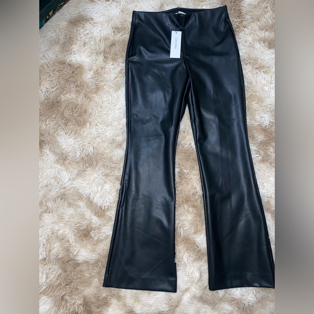 Calvin Klein Black Faux Leather Pants